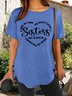 Womens Sister Letter Casual Short Sleeve T-Shirt