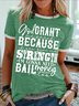 Women's God Crant Me Peace Because If You Give Me Strength I'M Gonna Need Bail Money Too Funny Easter Day Graphic Printing Casual Cotton-Blend Crew Neck Text Letters T-Shirt