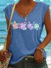Women's Turtles Sea Beach summer print V Neck Casual Tank Top