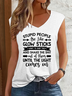 Women's Funny Word Stupid People Are Like Glow Sticks V Neck Regular Fit Tank Top