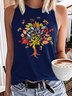 Women's Casual Crew Neck Dragonfly Tree Retro Tank Top