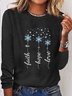 Women's Faith Hope Love Snowflakes Casual Crew Neck Shirt
