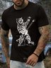 Men’s Rock Cat Animal Casual Crew Neck T-Shirt