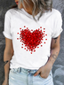 Cotton Casual Crew Neck Regular Fit Heart T-Shirt