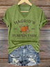 Women's Hagrid'S Pumpkin Patch Print V Neck T-shirt