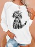 Vintage The Cute Dog Print Casual Sweatshirt