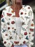 Insect flower embroidery pattern button knit cardigan