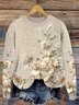 Vintage floral round neck knitted sweater
