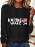American Flag Print Casual Long Sleeve Shirt