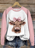 Scottish Highlands Beef Color blocked Round Neck Sweatshirt