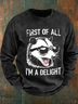 Vintage First Of All I'm A Delight Retro Funny Raccoon Men's Casual Sweatshirt