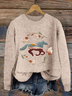 Women's Vintage Embroidered Horse Print Crew Neck Knit Sweater