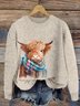 Scottish Highland Bull Round Neck Sweater