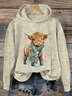 Highland Cow Print Casual Sweatshirt Hoodie