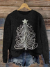 Women's Christmas Tree Print Knitted Crew Neck Sweater
