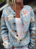 Crew Neck 3D Printing Vintage Knitted Cardigan