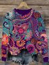 Casual Ethnic Cotton Crew Neck Sweatshirt