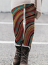 Tight Jersey Casual Striped Leggings