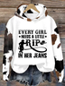 Women's Every Girl Needs A Little RIP In Her Jeans Print Casual Hoodie
