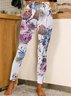Women Large Format Flowers Regular Fit Casual Leggings