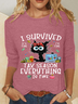 Black Cat I Survived Tax Season Everything Is Fine Casual Long Sleeve Shirt
