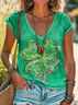 Women's St. Patrick's Day Clover Art Print V-neck T-shirt