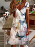 Women's Floral Spring Print Casual Short Sleeve V-Neck Dress