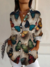 Women's Long Sleeve Shirt Spring/Fall As Picture Butterfly Buckle Shirt Collar Daily Going Out Casual Top