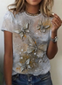 Women's Butterfly Spring Print Casual Round Neck Short Sleeve T-Shirt