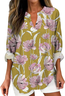 Women's Artistic Floral Print Elegant Casual V-Neck Shirt