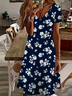 Women's Floral Spring Print Casual V-Neck Short Sleeve Dress