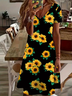 Women's Floral Spring Print Casual V-Neck Short Sleeve Dress