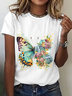 Floral Butterfly Cotton T-Shirt