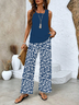 Women's Floral Spring Print Casual Tank Top Pants Two Piece Suit