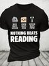 Nothing Beats Reading Librarian Book Bookworm Short Sleeve T-Shirt