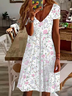 Women's Floral Spring Print Casual V-Neck Short Sleeve Dress