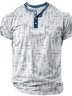 Men's Retro Casual Loose Cotton Blended Short Sleeve Henley Shirt