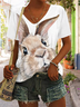 Women's Cute Rabbit Print Casual Easter Loose T-Shirt