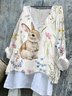 Linen Easter Cotton V Neck T-Shirt