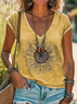 Women's Floral Spring Print Casual V-Neck Short Sleeve T-Shirt