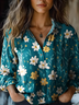 Women's Art Floral Print Casual Shirt
