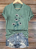 Casual Floral V Neck T-Shirt